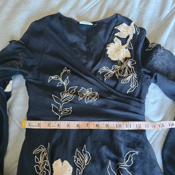 ASOS Black Midi Dress with White Floral Embroidery - Picture 10 of 11